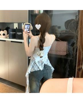 纯欲风蕾丝吊带小背心女夏季修身内搭打底衫辣妹无袖上衣