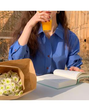 韩系 糖果色洋气百搭 纯色气质翻领单排扣长袖衬衫