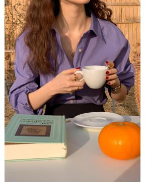 韩系 糖果色洋气百搭 纯色气质翻领单排扣长袖衬衫