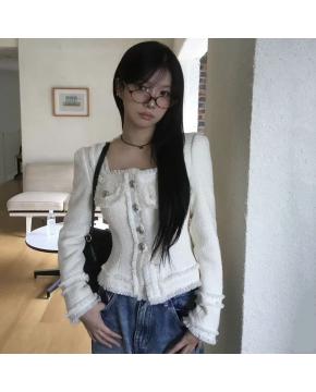 法式优雅气质小香风粗花呢短外套收腰显瘦温柔甜美外套