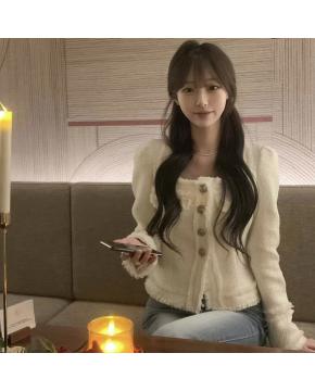 法式优雅气质小香风粗花呢短外套收腰显瘦温柔甜美外套