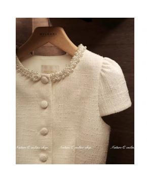 富家千金感小香风套装女春夏显瘦收腰外套花苞裙miu系穿搭