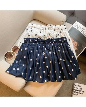 2026年甜美俏皮撞色印花半身短裙女防走光波点花苞裙子潮