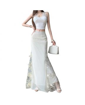 优雅轻熟风杏色鱼尾裙春夏新款法式修身包臀高腰半身长裙