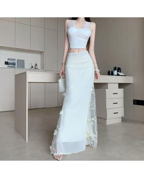 优雅轻熟风杏色鱼尾裙春夏新款法式修身包臀高腰半身长裙