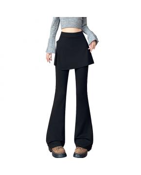 2026春假两件遮屁股显瘦屁帘裤子气质高腰休闲长裤侧开叉微喇裤