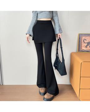 2026春假两件遮屁股显瘦屁帘裤子气质高腰休闲长裤侧开叉微喇裤