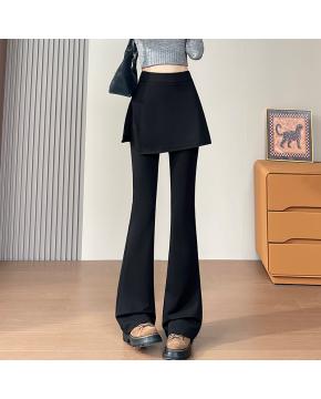 2026春假两件遮屁股显瘦屁帘裤子气质高腰休闲长裤侧开叉微喇裤