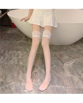 蕾丝边丝袜性感黑丝诱惑长腿袜硅胶防滑过膝长筒袜